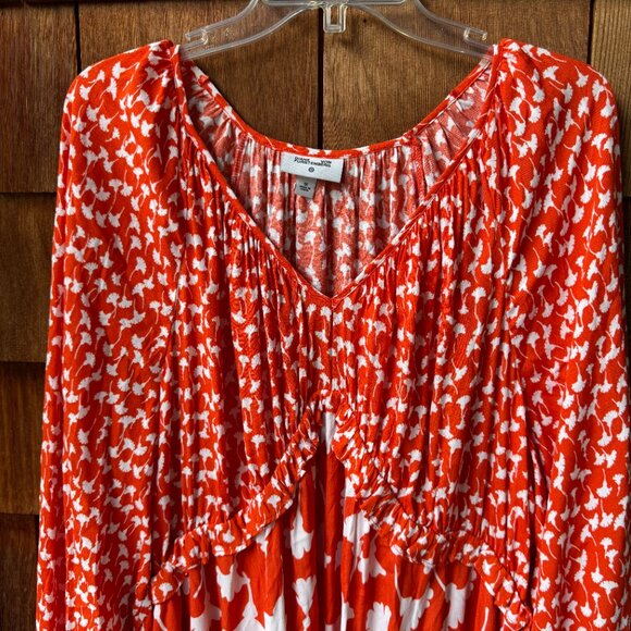 Diane Von Furstenberg DVF for Target V-Neck Ginkgo Cherry Tomato Maxi Dress 1X - Picture 4 of 13
